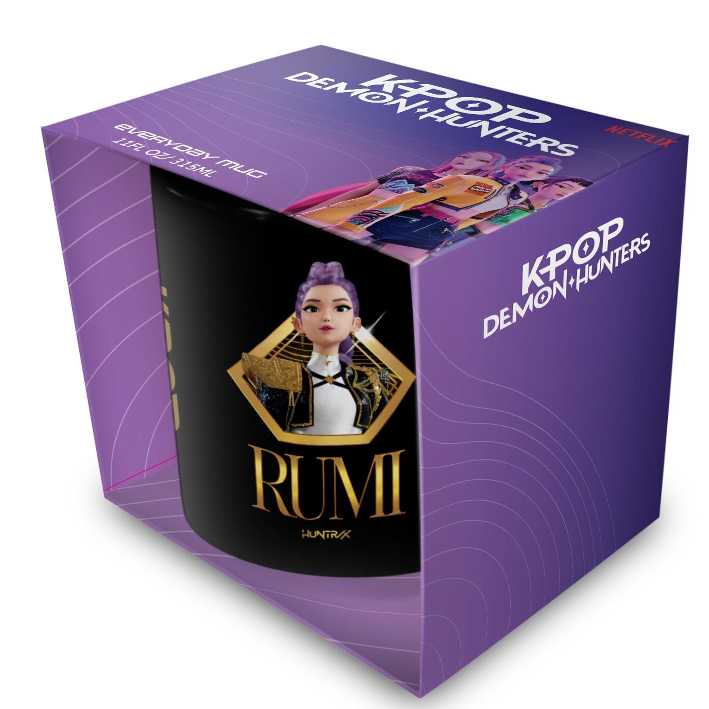 K-Pop Demon Hunters (Golden Rumi) Black Pod Mug 315ml, Official Licensed K Pop Demon Hunters Mug, Ceramic Coffee Mug, Anime Drinkware, Tea Cup, Kitchen Desk Mug, Fan Gift Merchandise