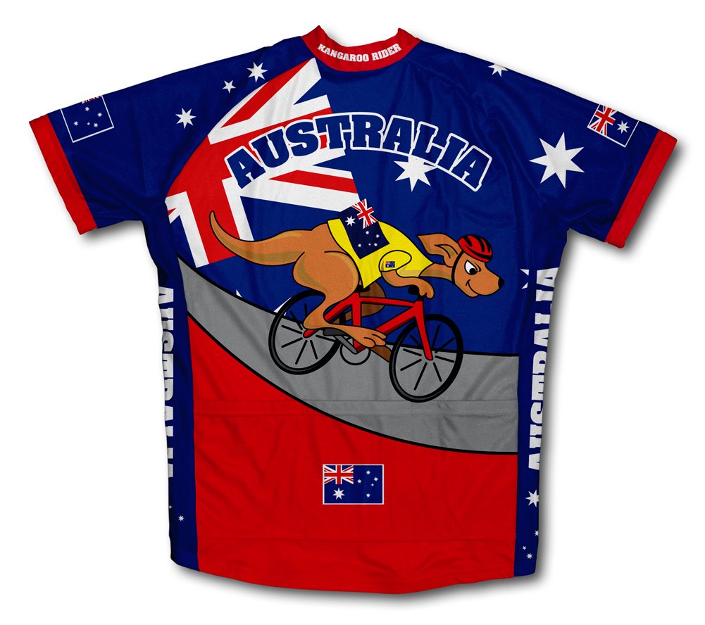 ScudoPro Australia Kangaroo Rider Short Sleeve Cycling Jersey for Men - Size 2XL Blue