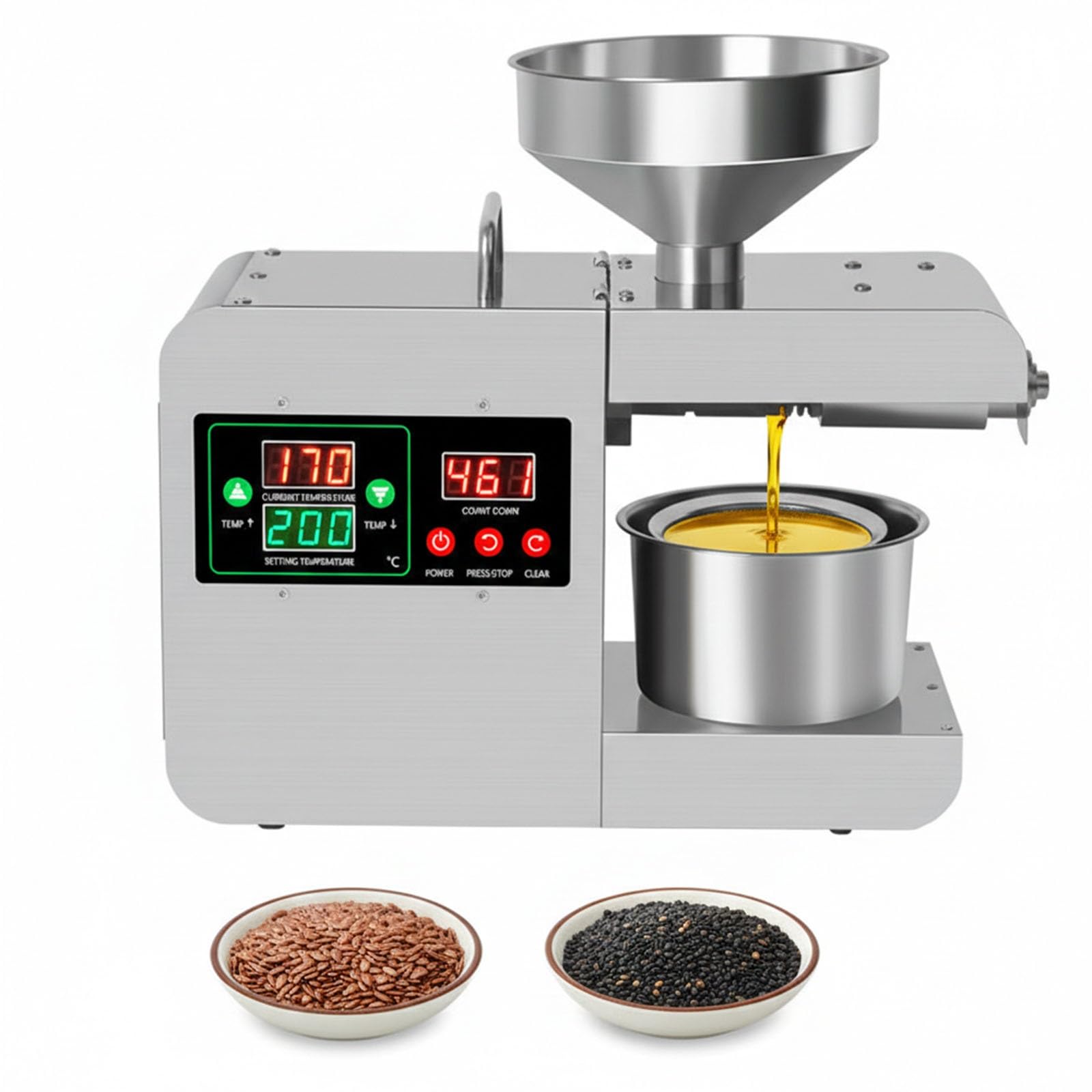 Aioneer Oil Extractor, Stainless Steel Automatic Press With Intelligent Heating, Professional Expeller For Nuts And Seeds