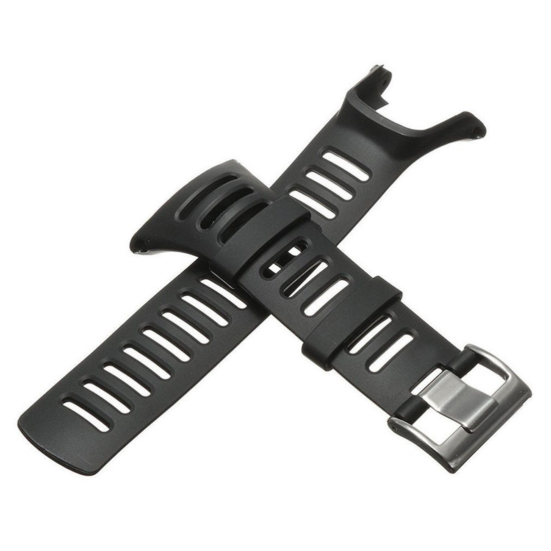 Watch Band Strap Waterproof Replacement Soft Black Rubber for Suunto Ambit 1/2/2S/2R/3 Sport/3 Peak (without screws)