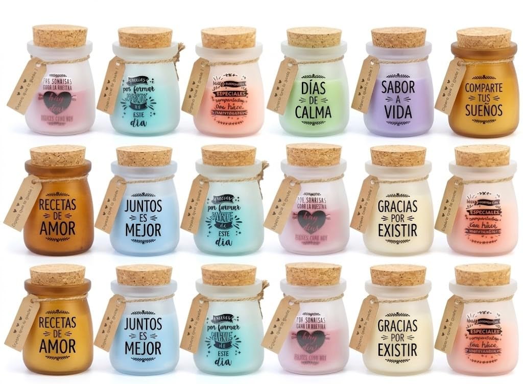 Pack de Velas Aromáticas con Frases Motivadoras, Velas Decorativas para Regalo, Detalles de Boda, Comunión y Bautizo, Recuerdos Elegantes para Invitados, Set de Regalo Original (18)