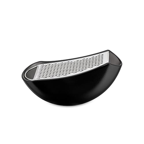 Alessi Parmenide AARU01 B - Grattugia con Raccoglitore in Resina Termoplastica e Acciaio Lucido, Nero