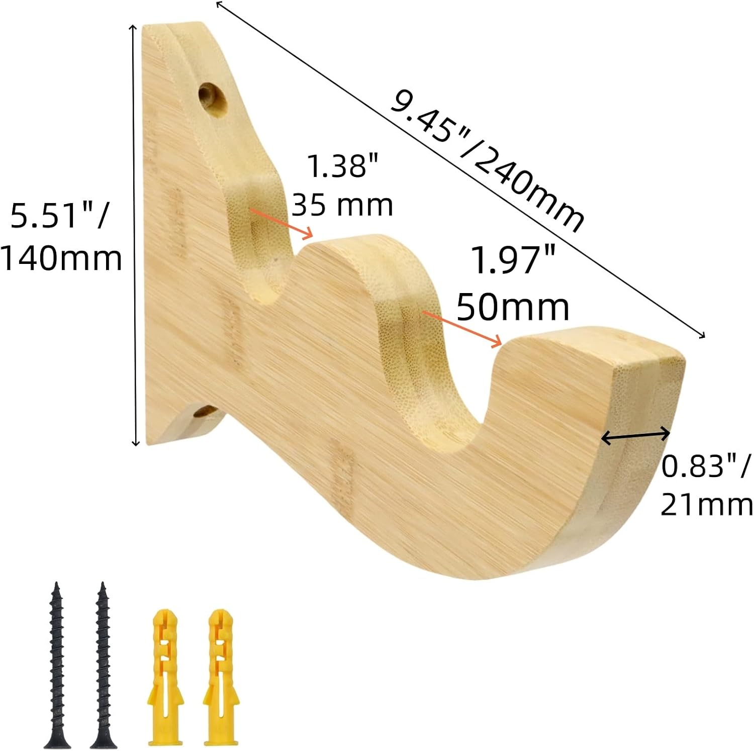 2Pcs Wooden Curtain Rod Brackets, 9.45" x 5.51" Wood Color | Double Wood Curtain Rods， Curtain Brackets， for Curtain Rod and Windows