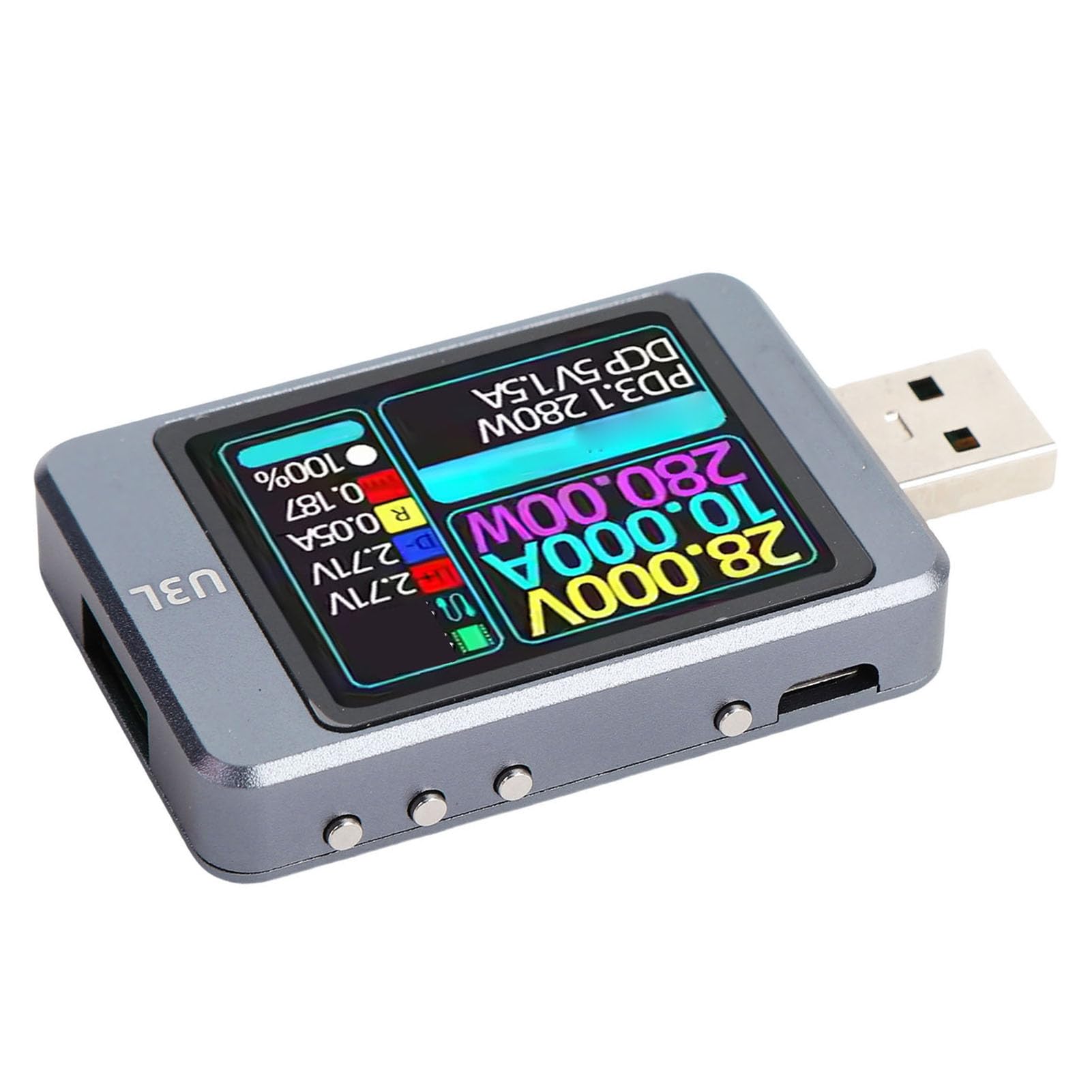 Ausla Miernik Mocy Testera USB, Multimetr USB z Wykrywaniem Protokołu Szybkiego ładowania, Potężny Procesor, Wykrywanie Informacji o Kablach Danych, Obudowa ze Stopu Aluminium, dla Napięcia Prądu