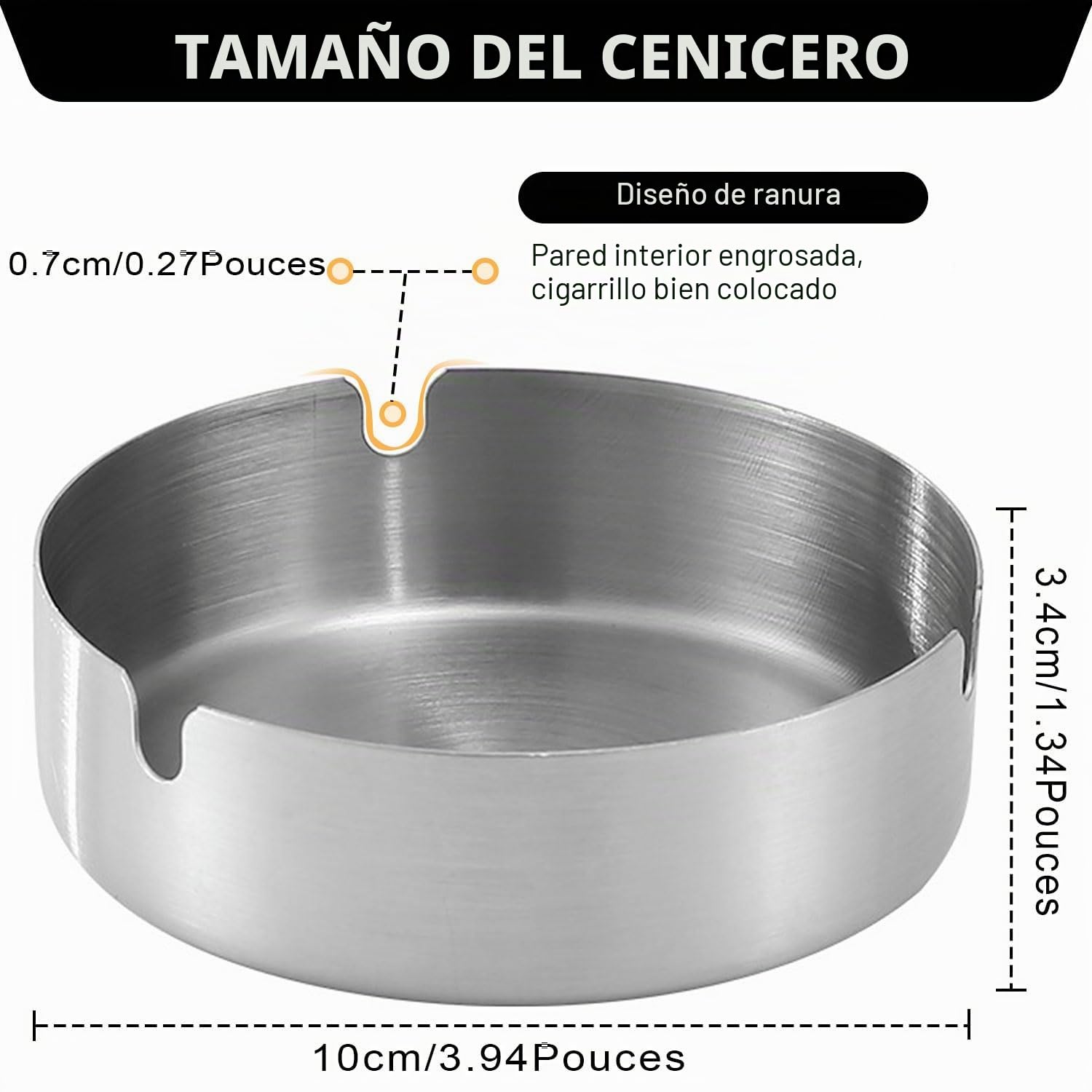 LATRAT - Cenicero exterior de 10 piezas, diámetro de 10 cm, resistente al viento, inoxidable para mesa moderna, restaurante, dormitorio