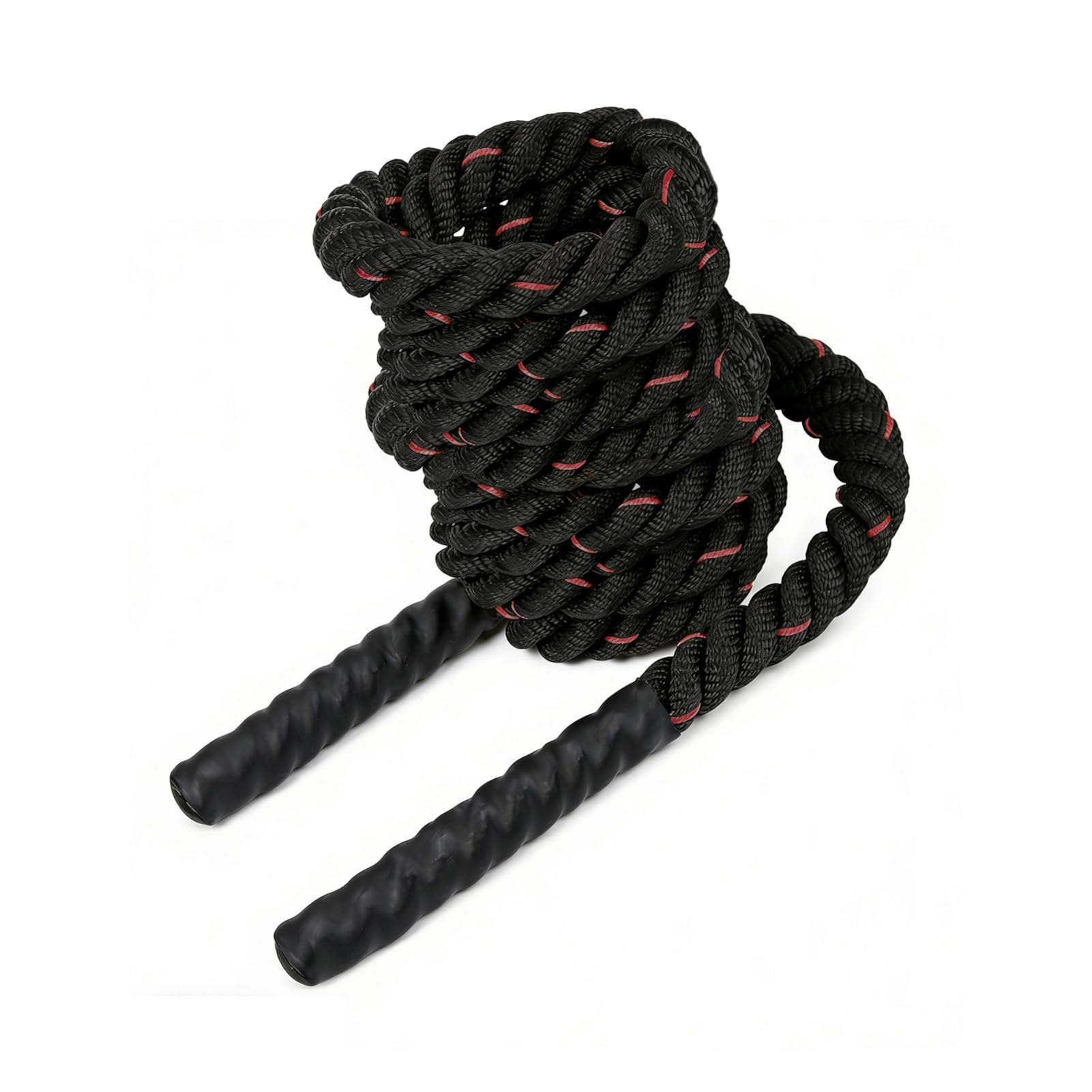 M.J COMFY-LIFE Battle Rope 27mm x 5.7m Heavy Duty Exercise Rope Poly Dac Battling Rope for Home Gym Fitness Training Workout Rope with Heat Shrink Handles for Strength Cardio (Red)