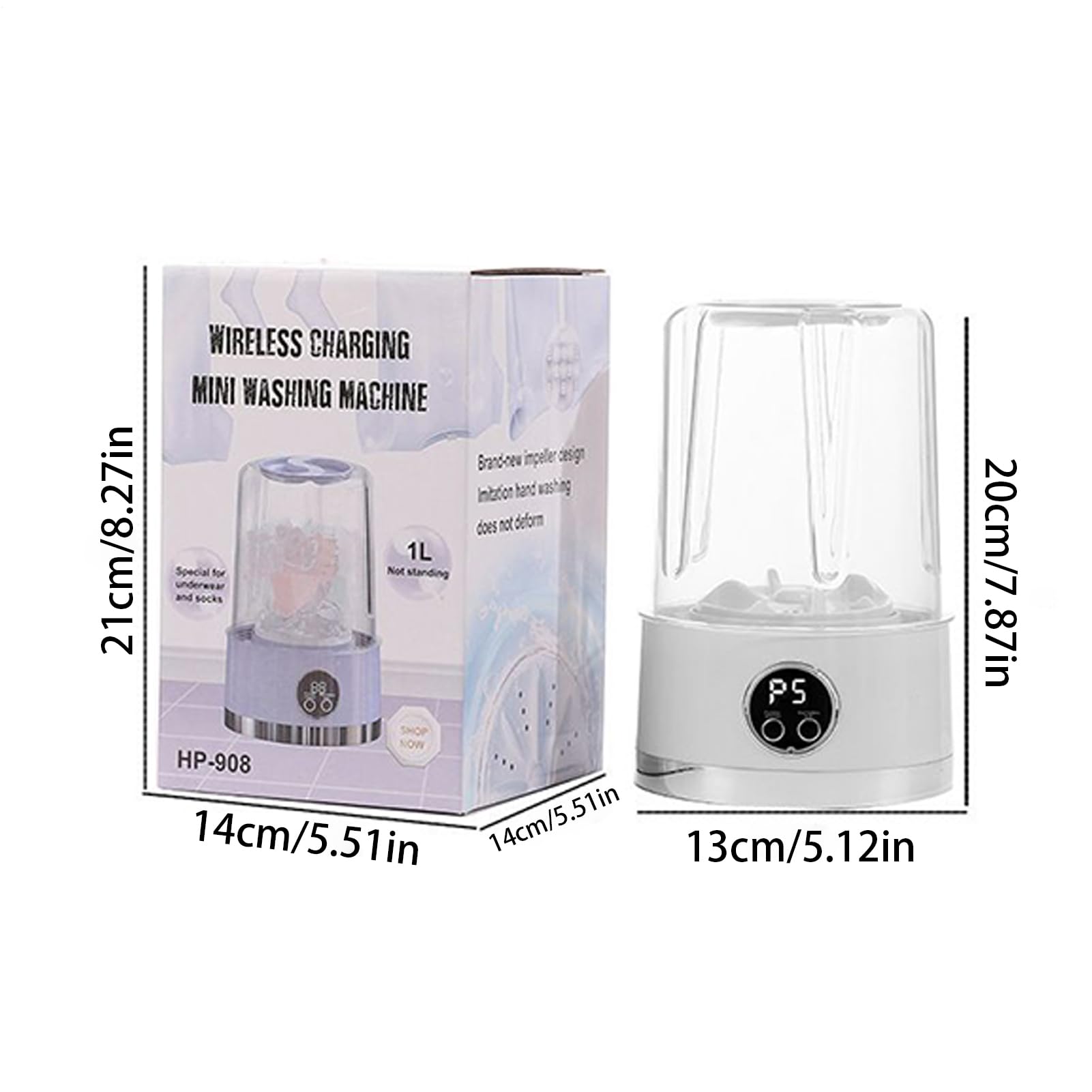 Przenośna mini pralka, kompaktowa pralka do prania, z cyfrowym wyświetlaczem 2-trybowa, mała pralka do bielizny, domu, kampera, podróży, akademika, i wydajne urządzenie do prania do małych
