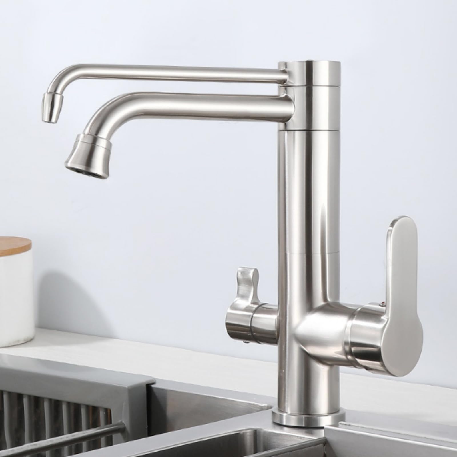 GLETSF 3 Way Gray Kitchen Tap - Drinking Water Filter Faucet with Swivel Spout 1 Hole Sink Mixer for Home Kitchen Sink Taps Multi-Functional Water Purification System,