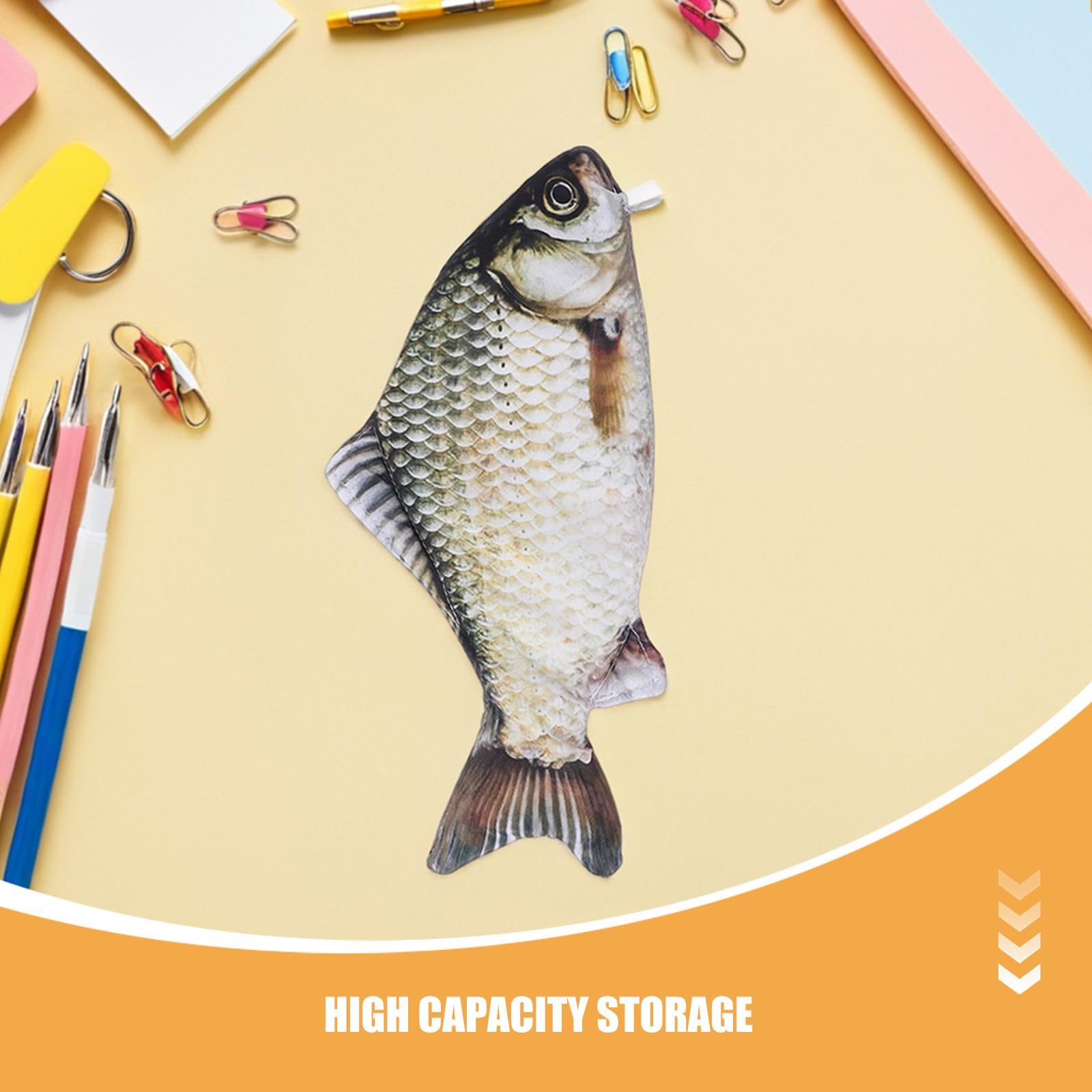 Tofficu 15 Pezzi Astuccio Portapenne Creativo a Forma di Pesce Carpa in Poliestere, Spazioso e Realistico per Organizzare Penne e Matite, per Ufficio e Halloween
