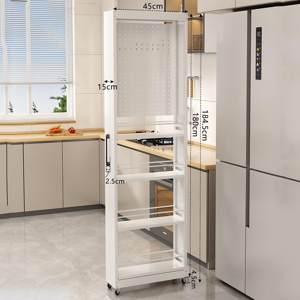 Armario Deslizante Estrecho con Estantes Ajustables para Cocina
