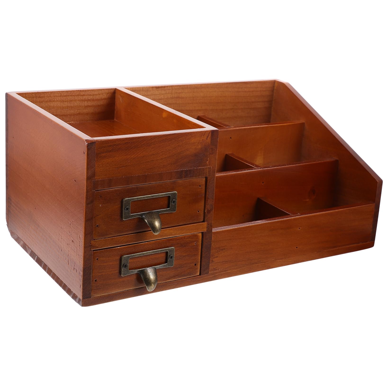 Organizador De Escritorio De Madera Multi-Funcional Soporte para Cosméticos y Utensilios De Oficina Estante De Almacenamiento y Seis Compartimentos para Decoración De Mesa y