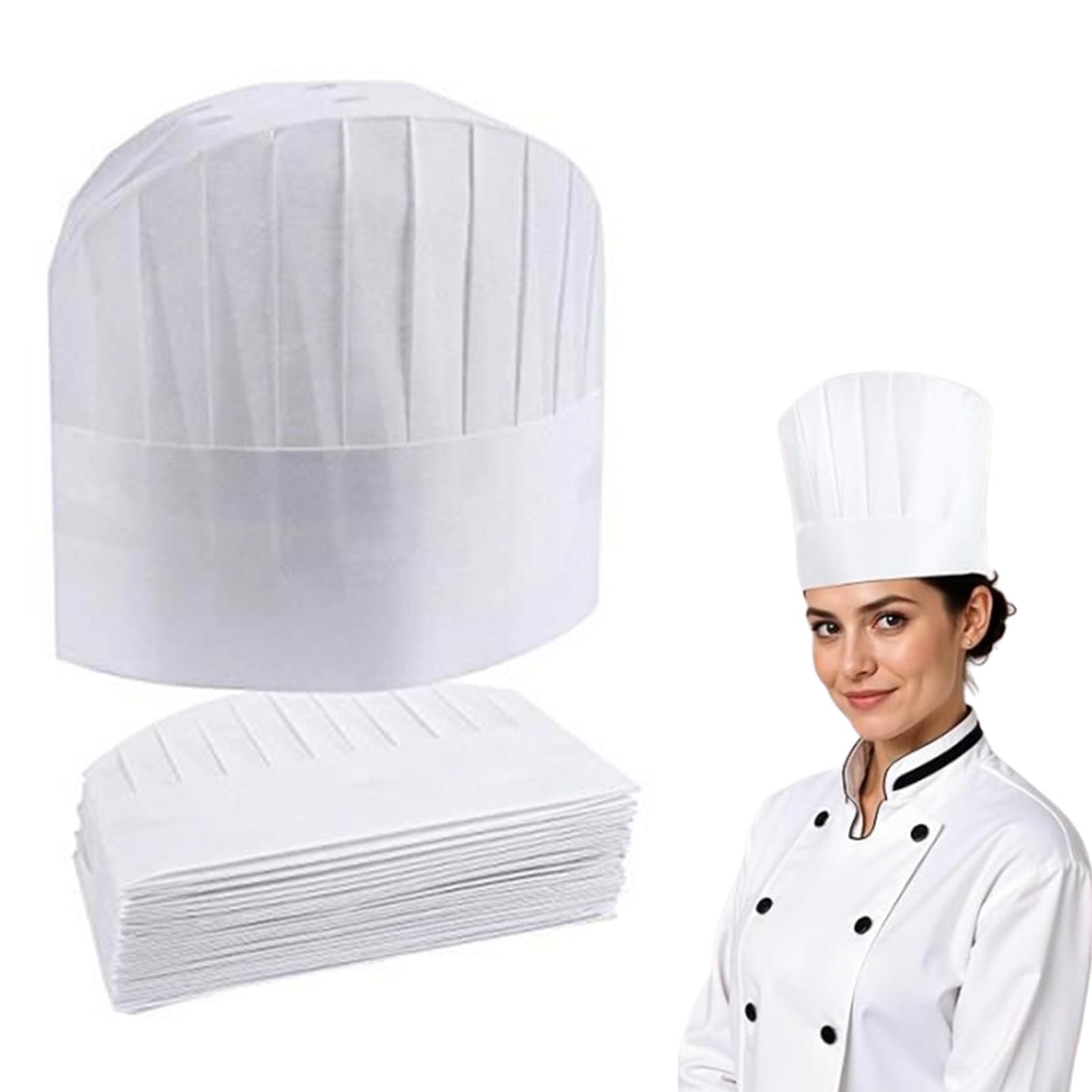 15 Pack Einweg Kochmütze Set, kochmütze Papier, verstellbare Kuppel-Konditorei-Kochmütze, 9 Zoll für Home Küche, Restaurants