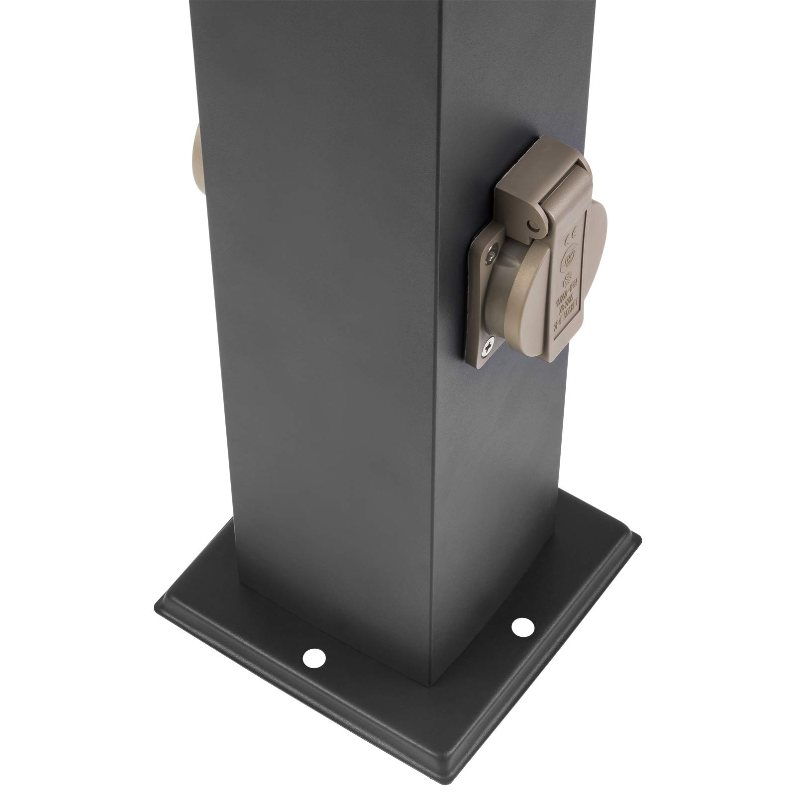Grafner XL Wegeleuchte mit Bewegungsmelder und 2 Steckdosen, Höhe: 100 cm, Aluminium, E27, schwarz anthrazit, Wegleuchte Weglampe Gartenlampe Gartenleuchte Standlampe Außenstandleuchte Pollerleuchte