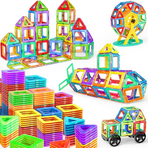 COOLJOYA Magnetische Bausteine 107 Teile Konstruktion, Magnetbausteine Magnetspielzeug Magnete Kinder, Magnetbausteine Kinder Magnetspiel für Geschenk ab 3 4 5 6 7 8 Jahre Junge Mädchen