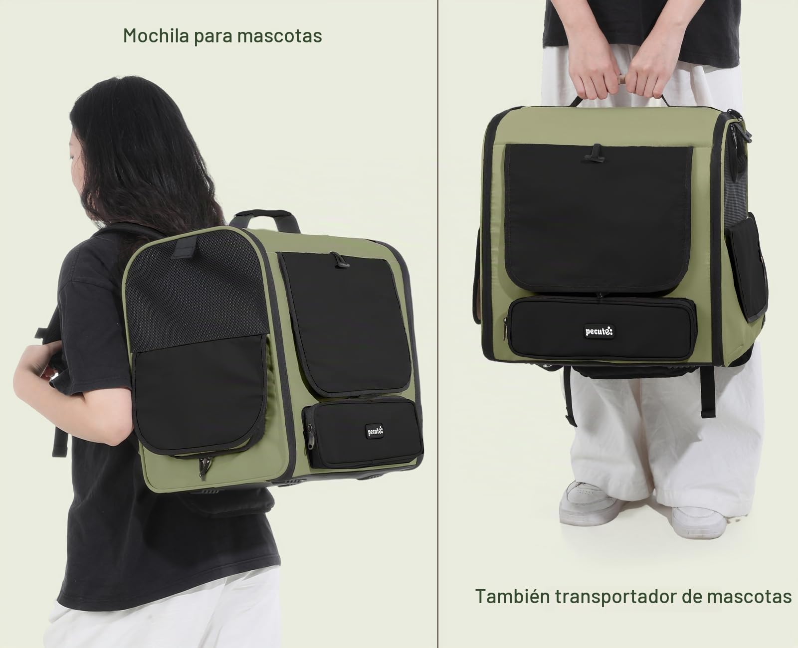 Pecute Mochilas para Gatos ensanchadas < 6 kg, Bolsas de Transporte para Perros, Asiento de Coche para Perros, estables seguras, Transpirables para Senderismo al Aire Libre, Viajes en Coche
