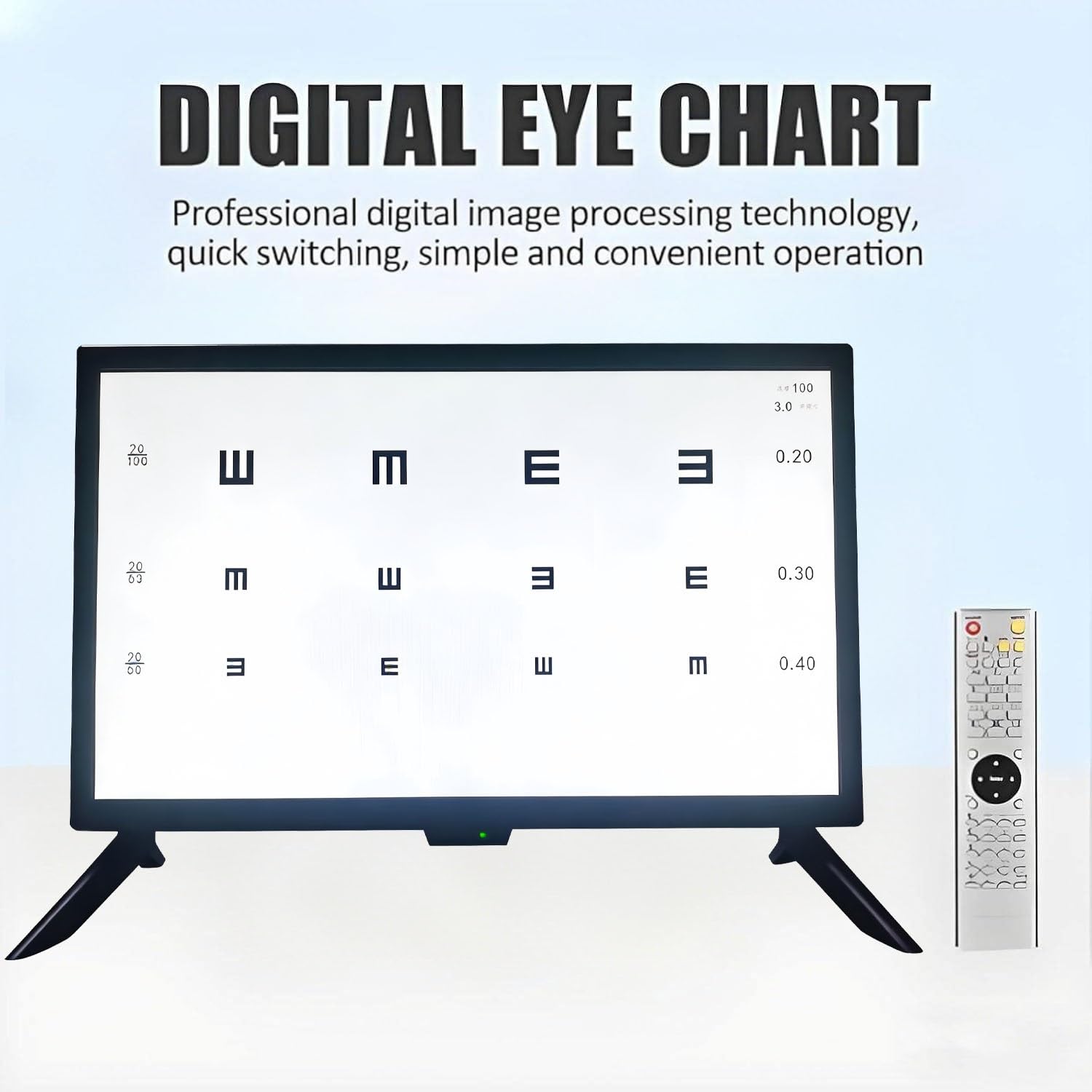 Medidor De Visión óptico Digital Con Pantalla Lcd Y Control Remoto: Tabla De Agudeza Visual Digital Con Múltiples Objetivos Visuales Y Métodos De Visualización, Uso Profesional En Optometría(23in)