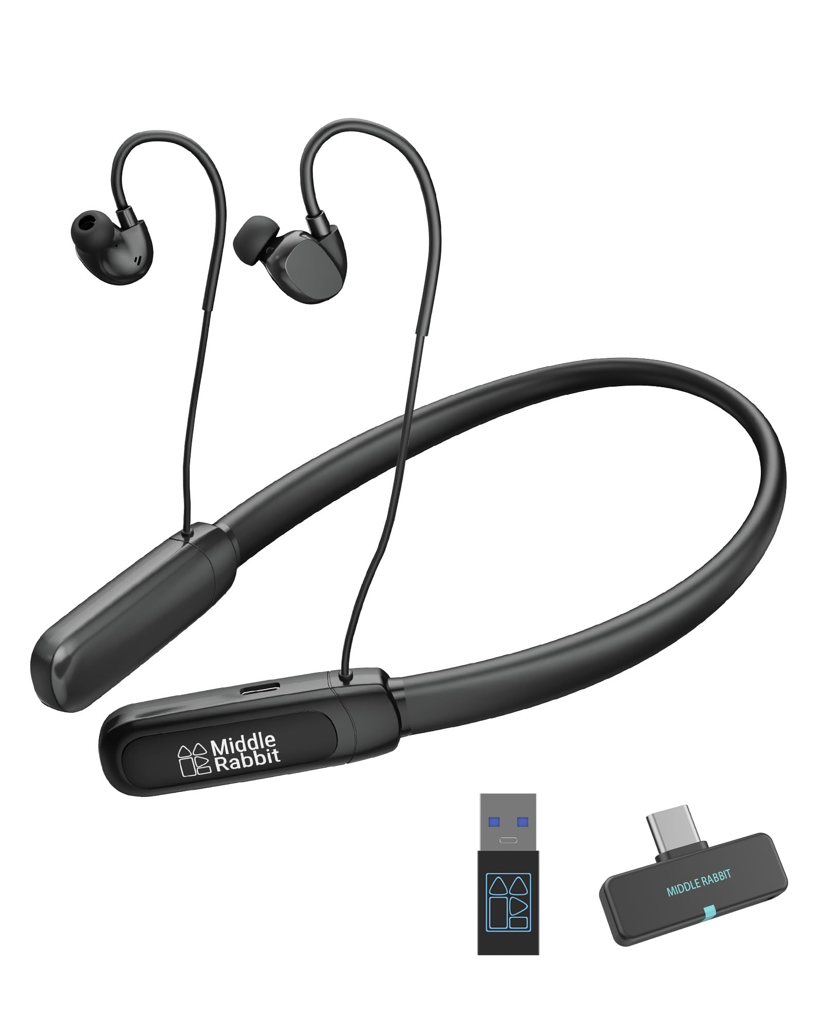 Rampage 2 Auriculares Gaming Inalámbricos con Dongle USB-C de 2,4 GHz, Bluetooth, Latencia Ultrabaja de 20 ms, Banda para el Cuello con Micrófono, 32 h de Autonomía, para PS5, PC y Portátil