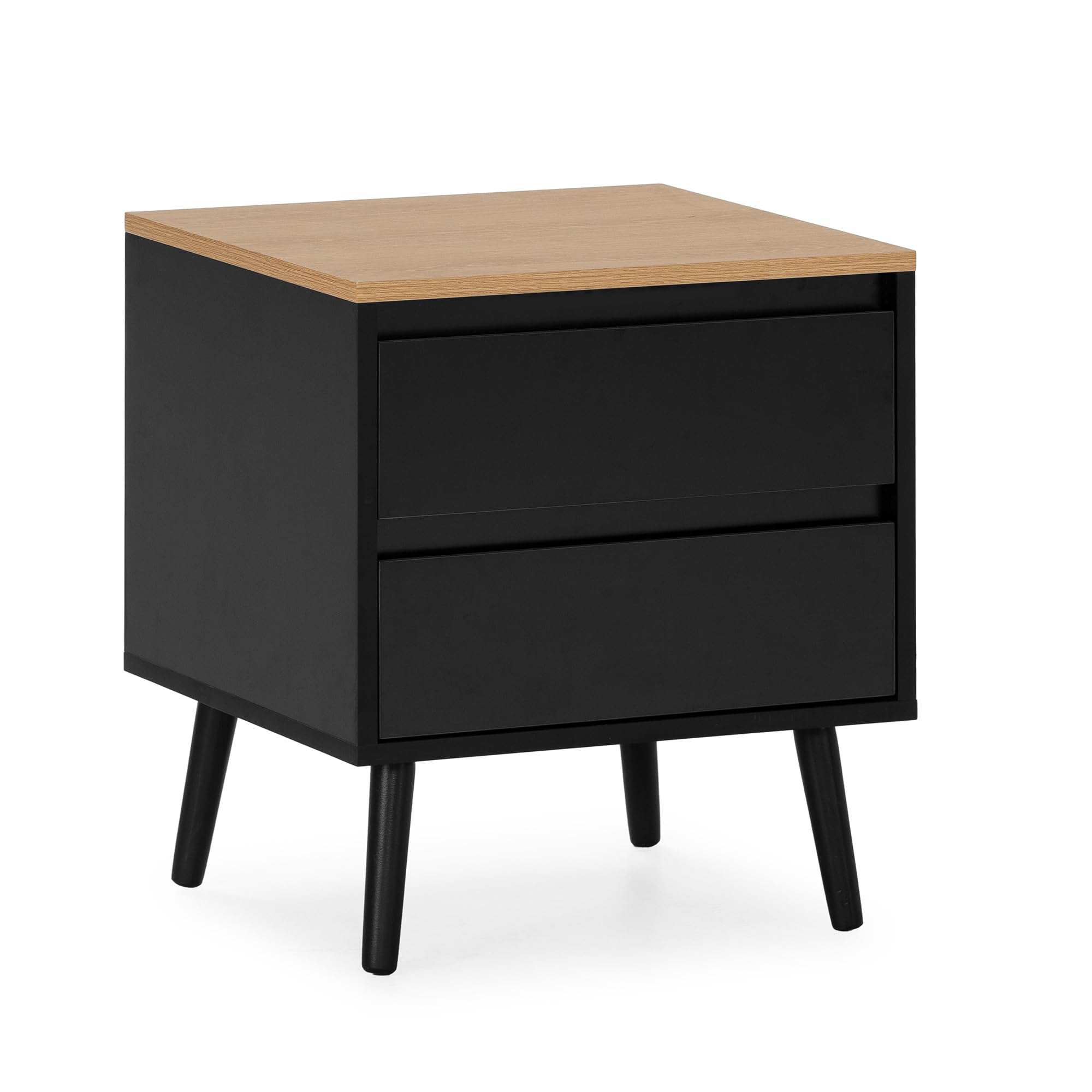 HOMN LIVING Mesita de Noche Desi 2 cajones Color Negro, 45 cm (Ancho) 40 cm (Profundo) 50 cm (Altura)