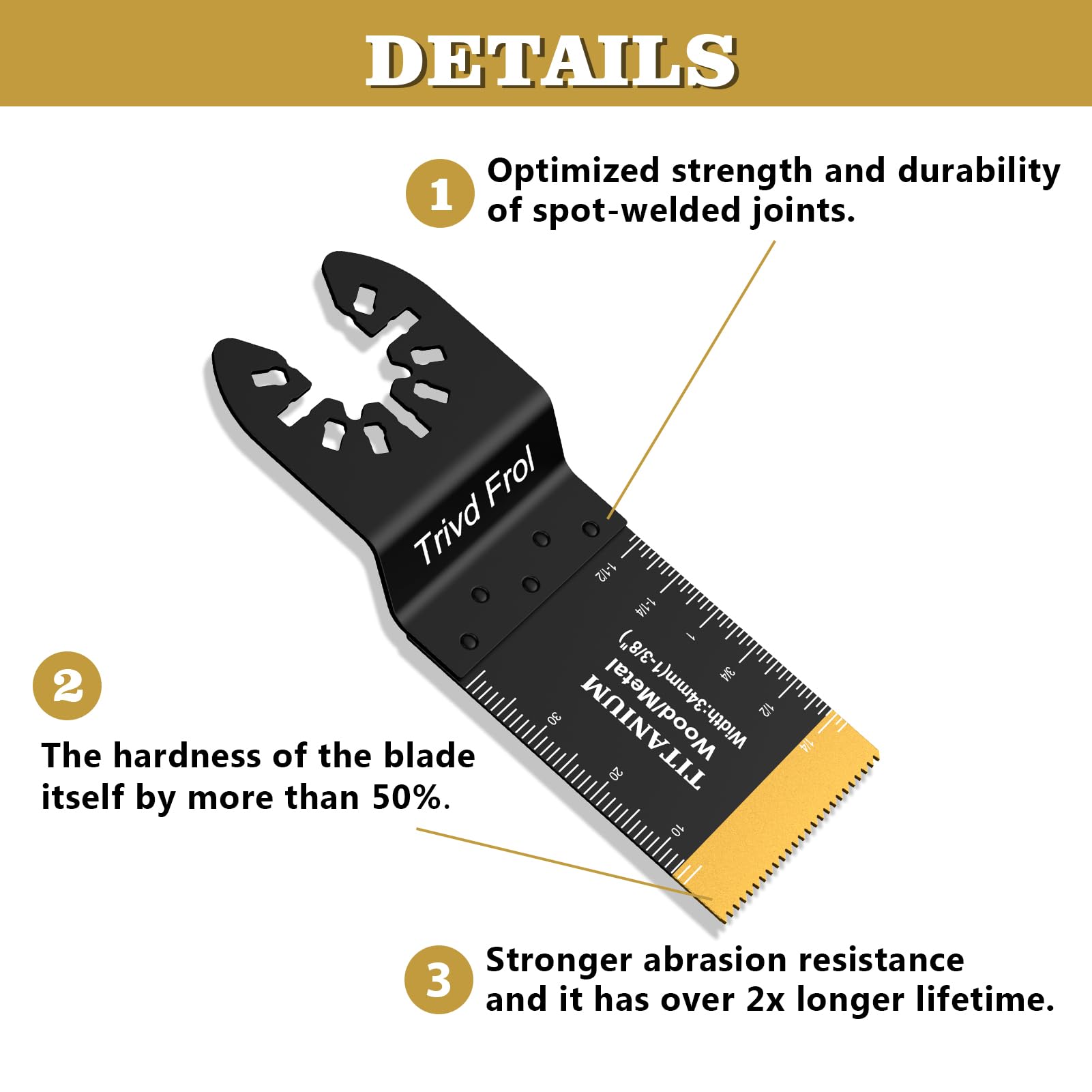 Juego de 10 cuchillas oscilantes de titanio multiherramienta, hojas de sierra oscilantes para corte de metal para clavos, madera, plástico y material duro, juego de cuchillas oscilantes para Dewalt