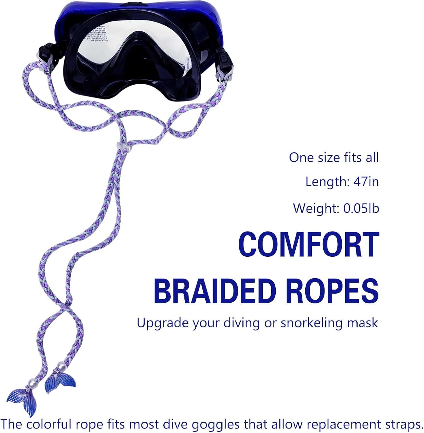 Scuba Mask Strap, Elastic Braided Bungee Rope Mask Straps Replacement - Image 3