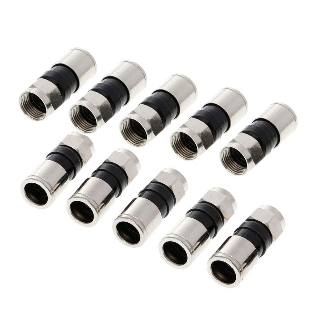 TOSY Rg6 F Type Compression Connector Coax Coaxial Fitting - 10pack
