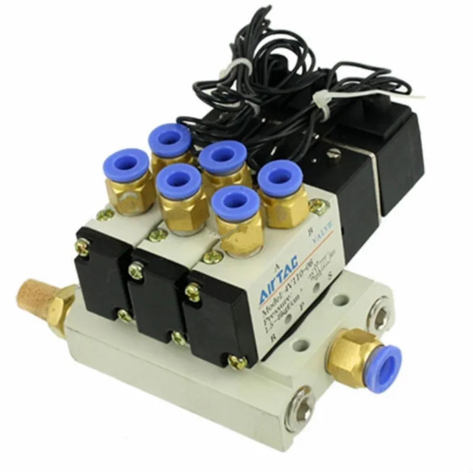 DC 24 V 2 pozycje potrójne tłumiki zaworu elektromagnetycznego 6 mm szybkozłączki zestaw podstawowy (jednokolorowy)