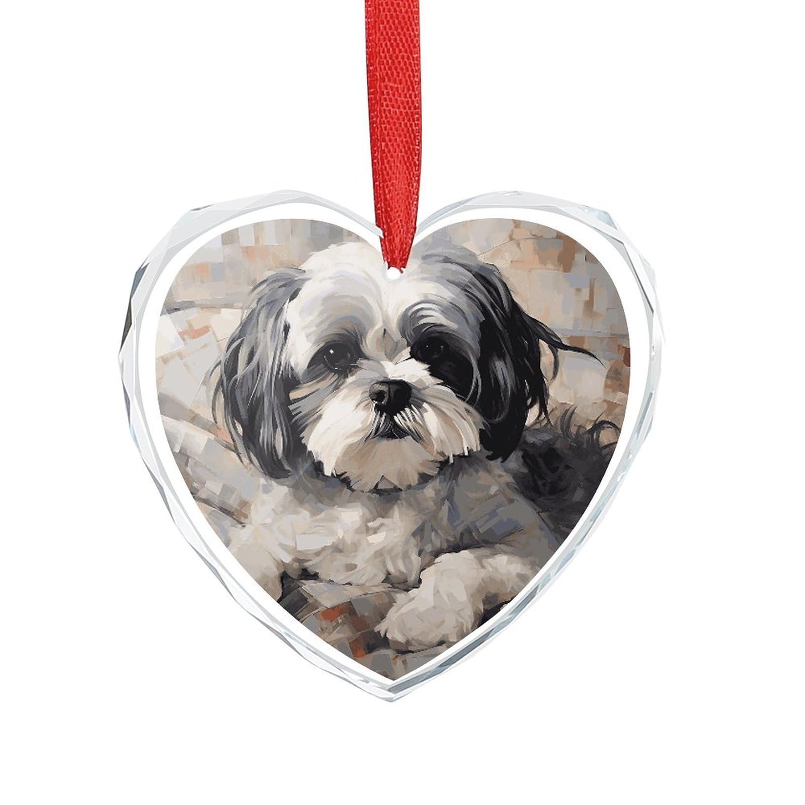 Wsoihfec Style Shih Tzu Engagement Gifts For Couples, Glass Ornaments Just Married Bridal Shower Decor, Heart Keepsake Decor For Bride & Groom