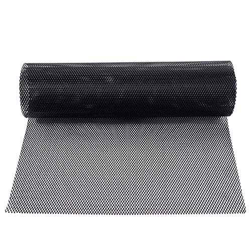 Image of AggAuto 47x16 inches Car Pickup Truck Grill Mesh Spoiler Bumper Vent Aluminum Alloy Automotive Grille Insert Air Intake Racing Rhombic Hole 4x8mm Black