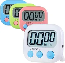 Mini Cronômetro Timer Digital Para Cozinha - Alarme Alto e LCD de Grande Visibilidade! Suporte Retrátil, Gancho e Imã - Ideal para Assar e Cozinhar com Precisão!