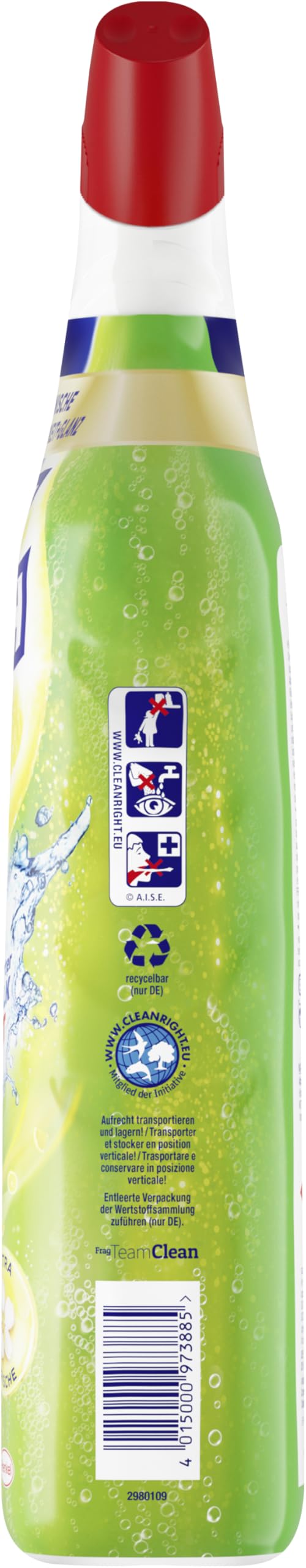 WC-Frisch Detergente per WC Gel Limone (750 ml), detergente per WC con effetto deodorante per ambienti, detergente per WC garantisce freschezza igienica, con combinazione di 4 attivi