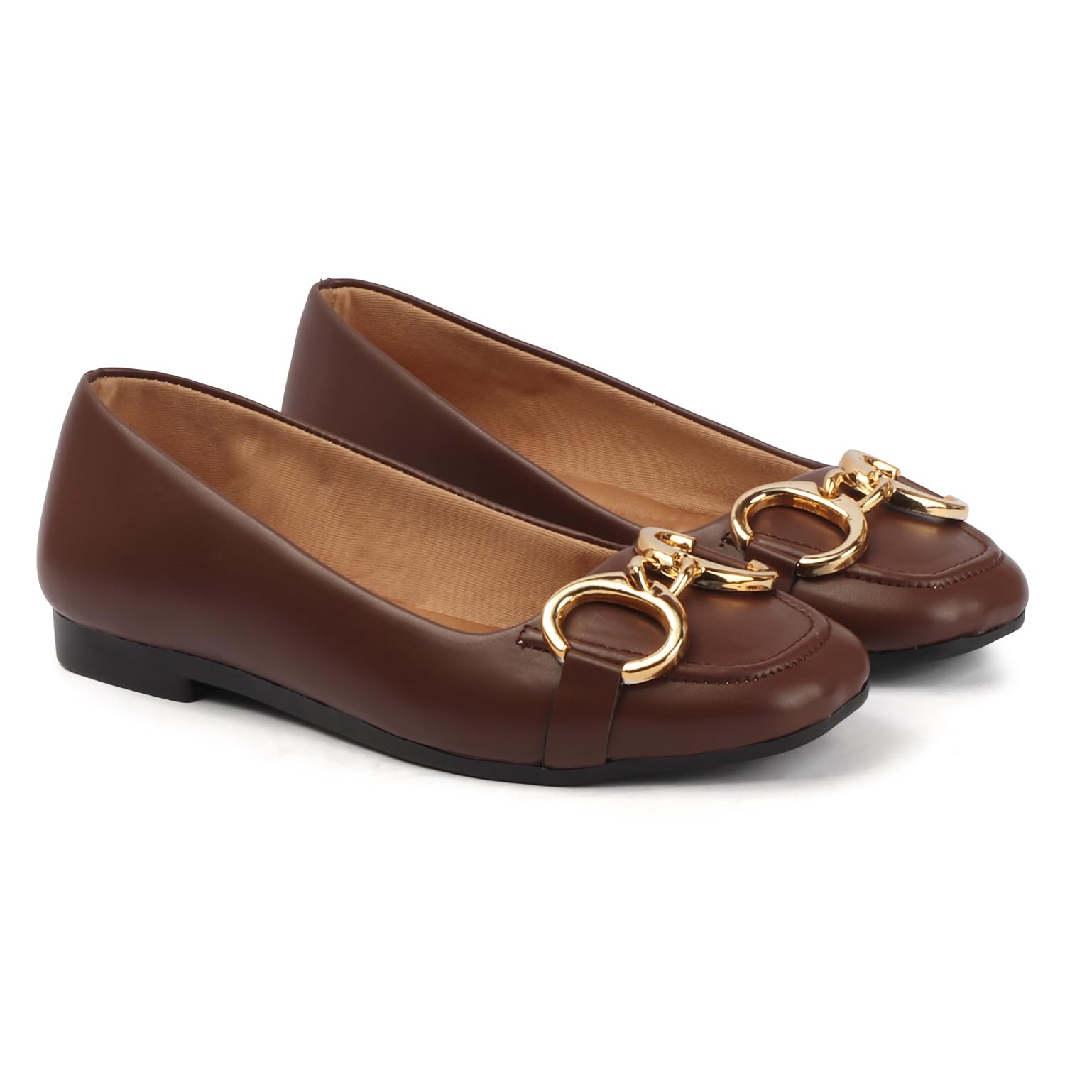 aviva style Women’s Stylish Ballet Flats with Gold Chain Square Toe Slip-On Office & Casual Wear Loafers-picture-23