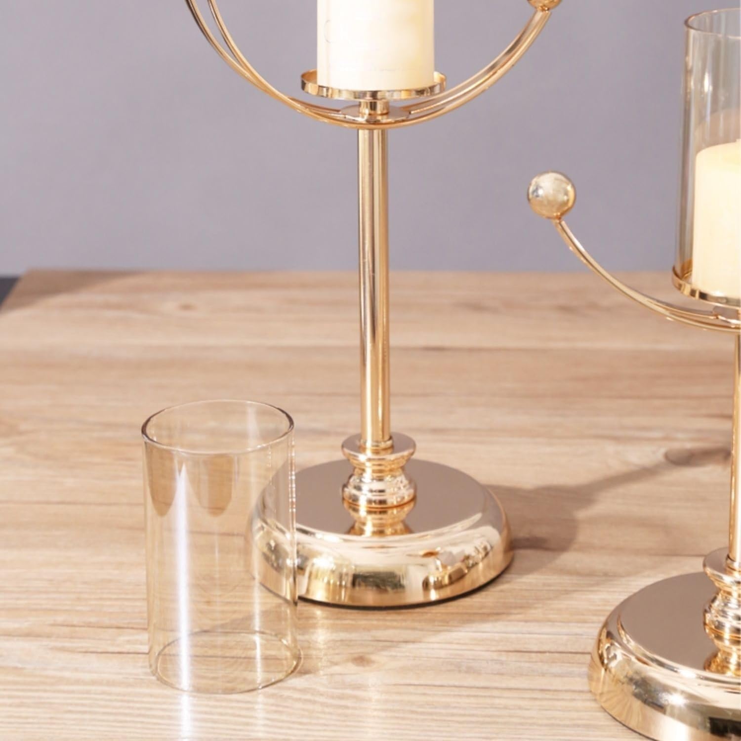 Candleholders Modern Alloy Glass Candlestick Minimalist Decorative Ornament Dining Table Candle Holder(XL)