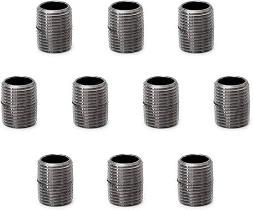 TZH - Paquete de 10 tubos de acero precortados, tubo de hierro roscado resistente de 1/2 x 1 pulgada para proyectos de bricolaje industriales,