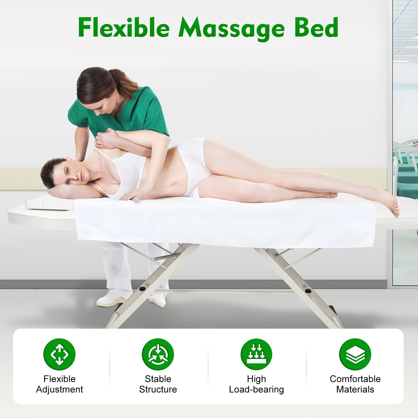 Camilla de Masaje Plegable y Portátil, Mesa Ajustable de 3 Zonas Con Reposacabezas, Para Peluquería, Belleza y Spa