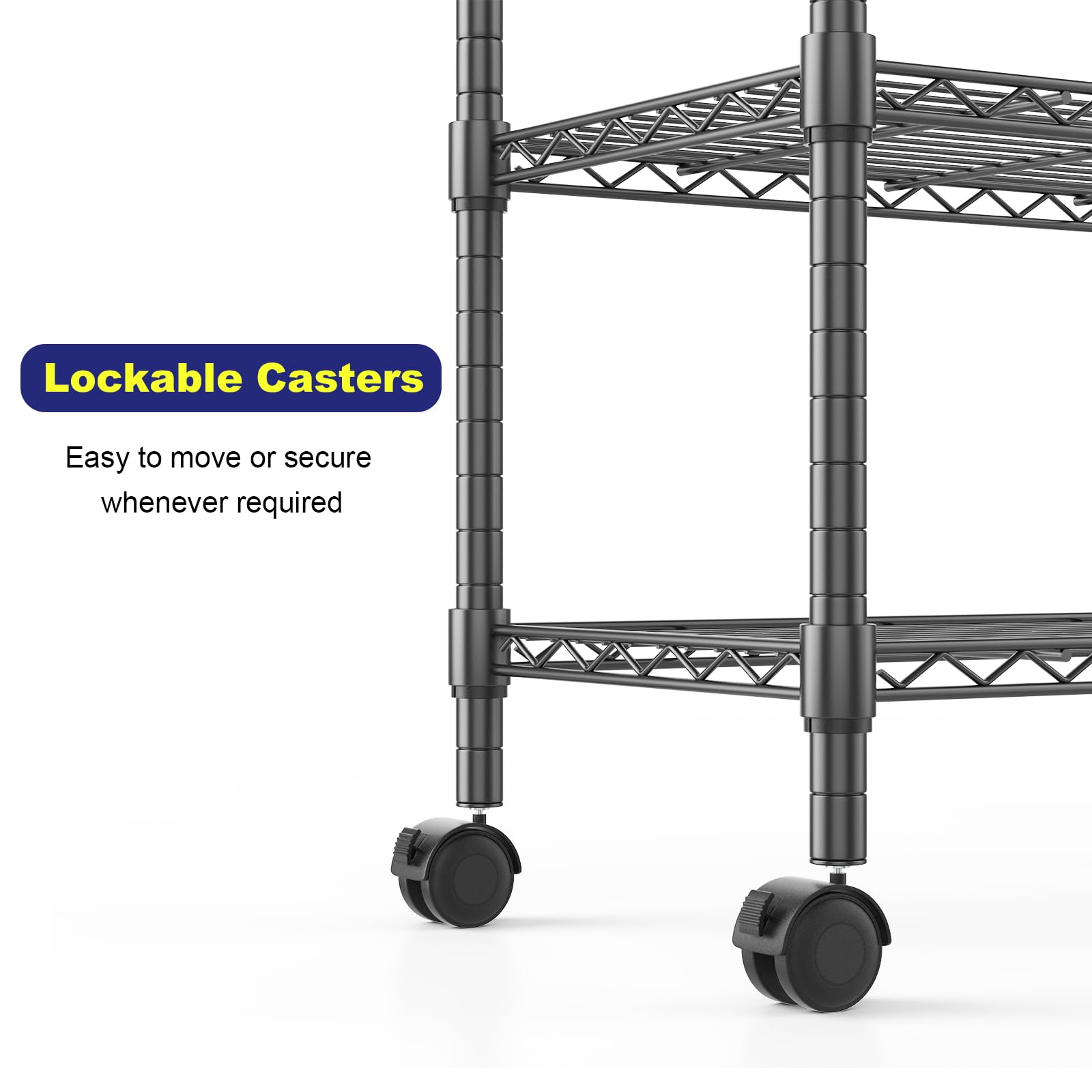 Himimi Scaffale con ruote, in metallo su ruote, regolabile in altezza, con 5 ripiani, per cucina, bagno, dispensa, 35 x 59 x 183 cm, colore nero