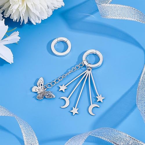 Miniatura 2 de PH PandaHall Anillo de plata de ley 925 para puerta de resorte, 2 piezas, collar redondo, mejoradores, anillos de conexión de joyería, cierres de