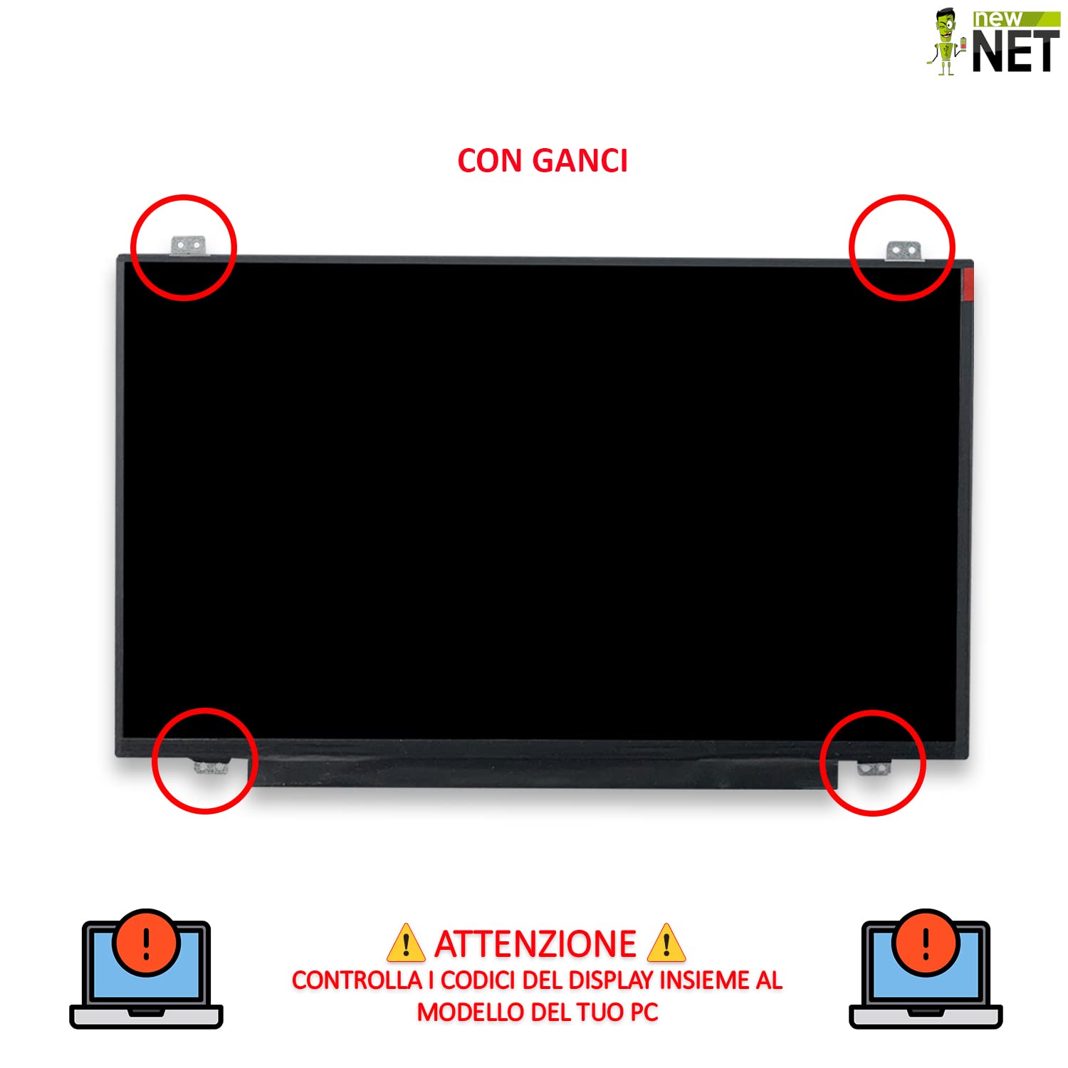new net Pannello LCD Schermo Display Compatibile con HP EliteBook 1040 G3 745 G2 840 G1 840 G2 840 G3 840 G4 1040 G2 440 G4 1040XT G1 [ 14 Pollici - FHD - 1920x1080-30pin ]