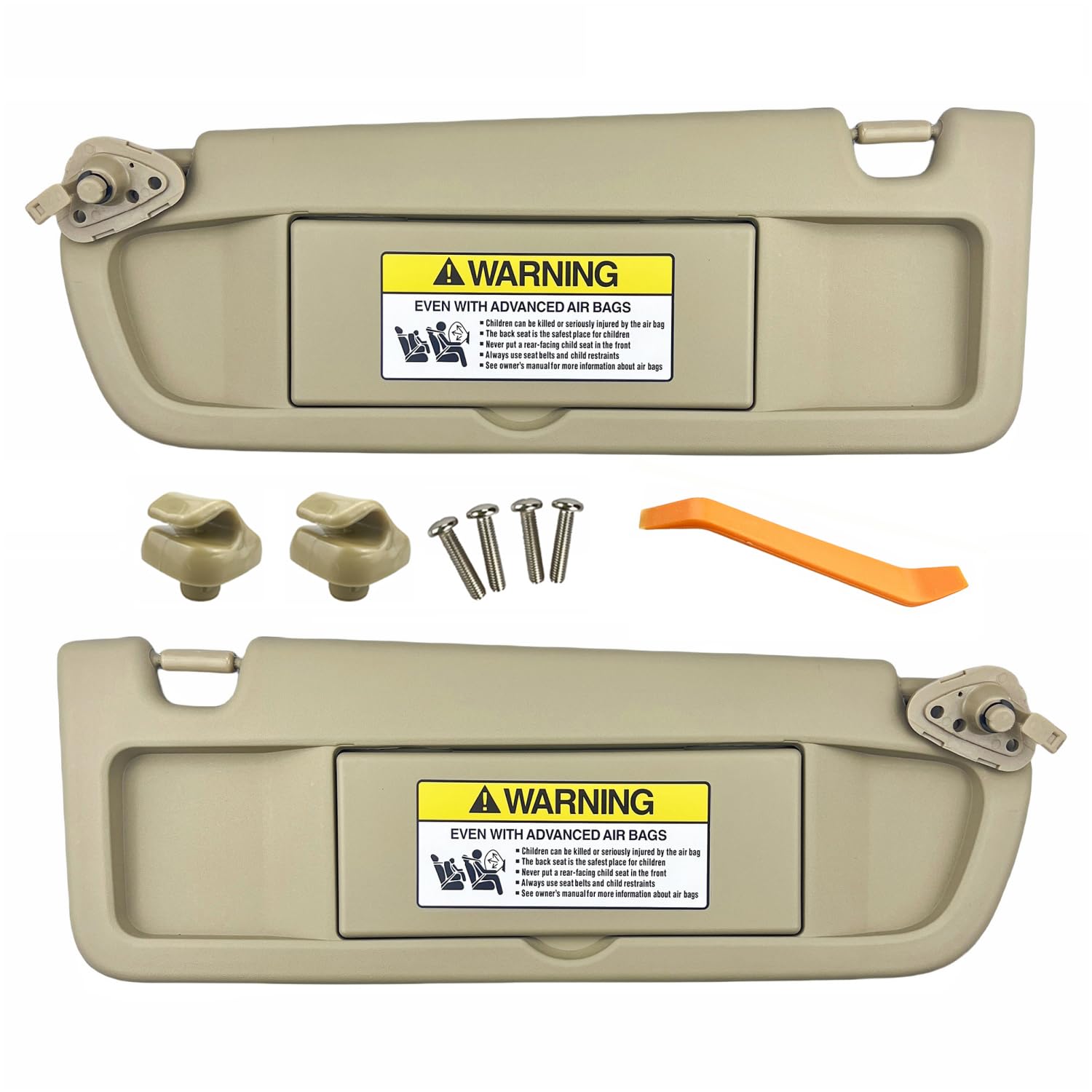 Photo 1 of Pair of Left and Right Sun Visors with Clips and Screws for Honda Civic 2006 2007 2008 2009 2010 2011 Interior Replacement Sunshade (Beige Color)