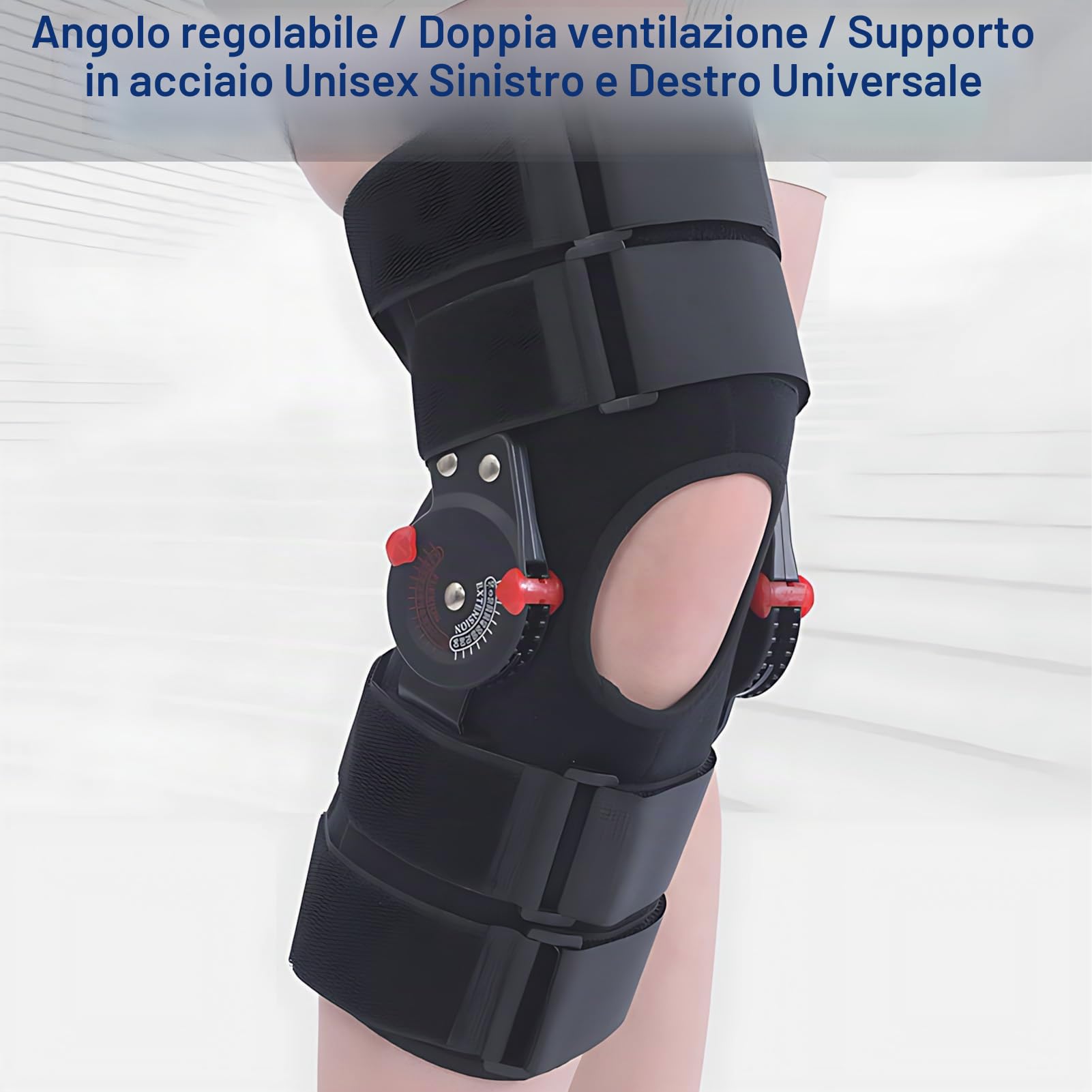 Ginocchiera Articolata Regolabile – ROM Controllo, Leggera, Supporto Post-Operatorio ACL/Menisco, Unisex Sinistra o Destra