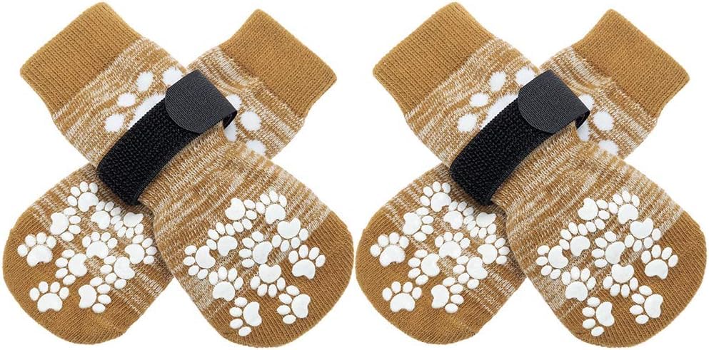 PETANGELPETANGEL Anti-Slip Dog Socks with Adjustable Straps - Warm Strong Traction Control for Indoor on Hardwood Floor Wear Soft and Comfortable Paw Protector for Medium Large Dogs (Size: M)