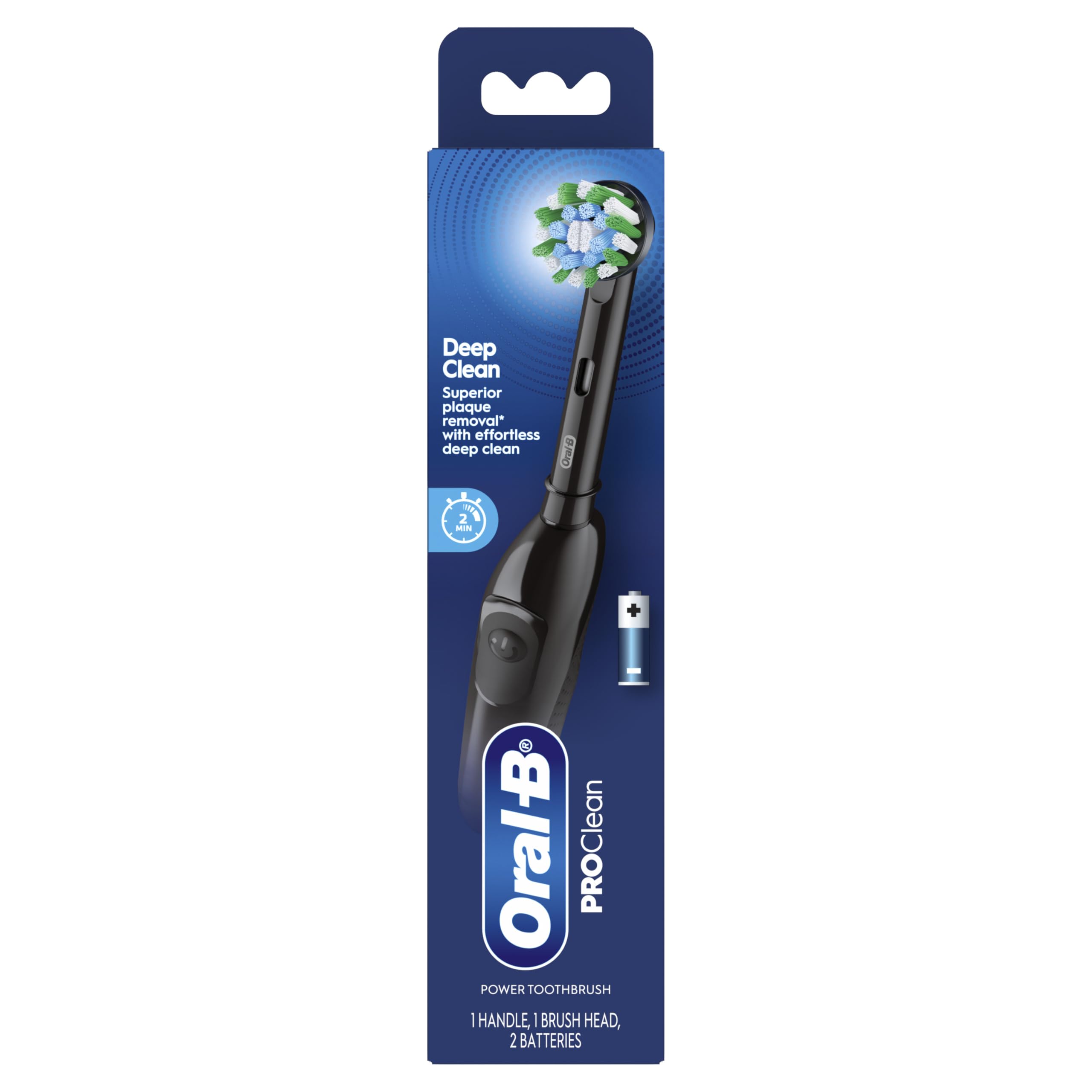 Oral-B Pro 100 CrossAction, Battery Powered Toothbrush, Black, 1 Count (Pack of 1)
