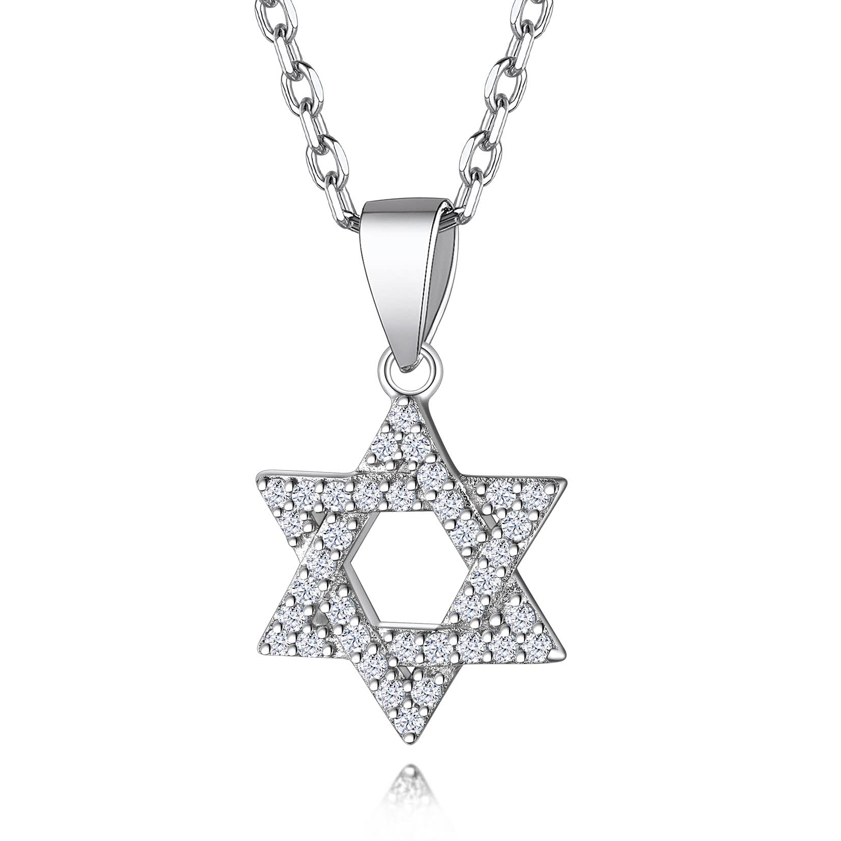 Suplight925 Sterling Silver Jewish Star of David Necklace, Stainless Steel Gold Plated Islamic Hand of Fatima Heart Oval Allah Necklaces for Women Men (with Gift Box)Recycled Claim Standard Blended