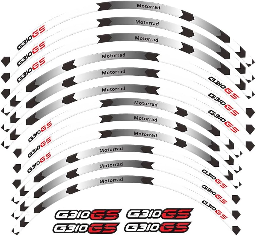 For BMW G310GS Motorcycles Accessories Thick Edge Outer Front and Rear Rim Wheel Reflective Decal Sticker Strip Tape (white,16)