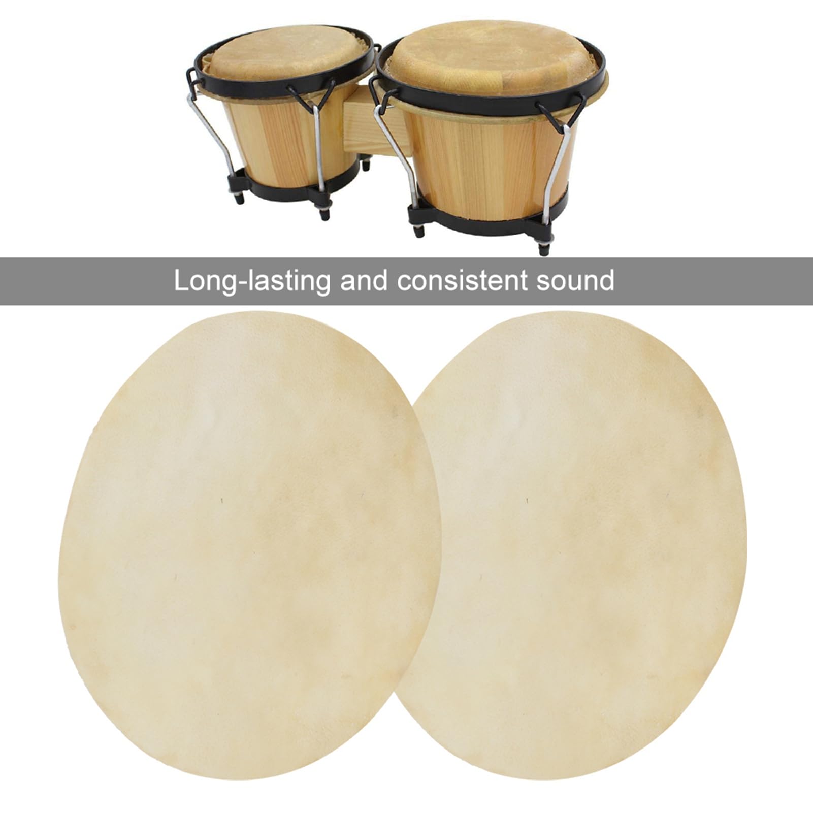 Reemplazo de Parche de Tambor, 2 Piezas de Cuero Sintético para Tambores Bongo, Sonido Duradero (9,0 pulgadas)