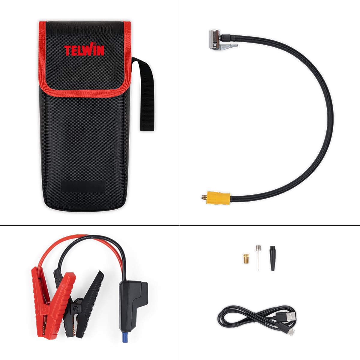 Telwin Drive 1800 Kompressor, Démarreur Booster Multifonction 12V Portable et Ultra-Compact pour Voiture, Moto, Bateau avec Compresseur Intégré, Powerbank et Lampe LED, 1800A démarrage Max