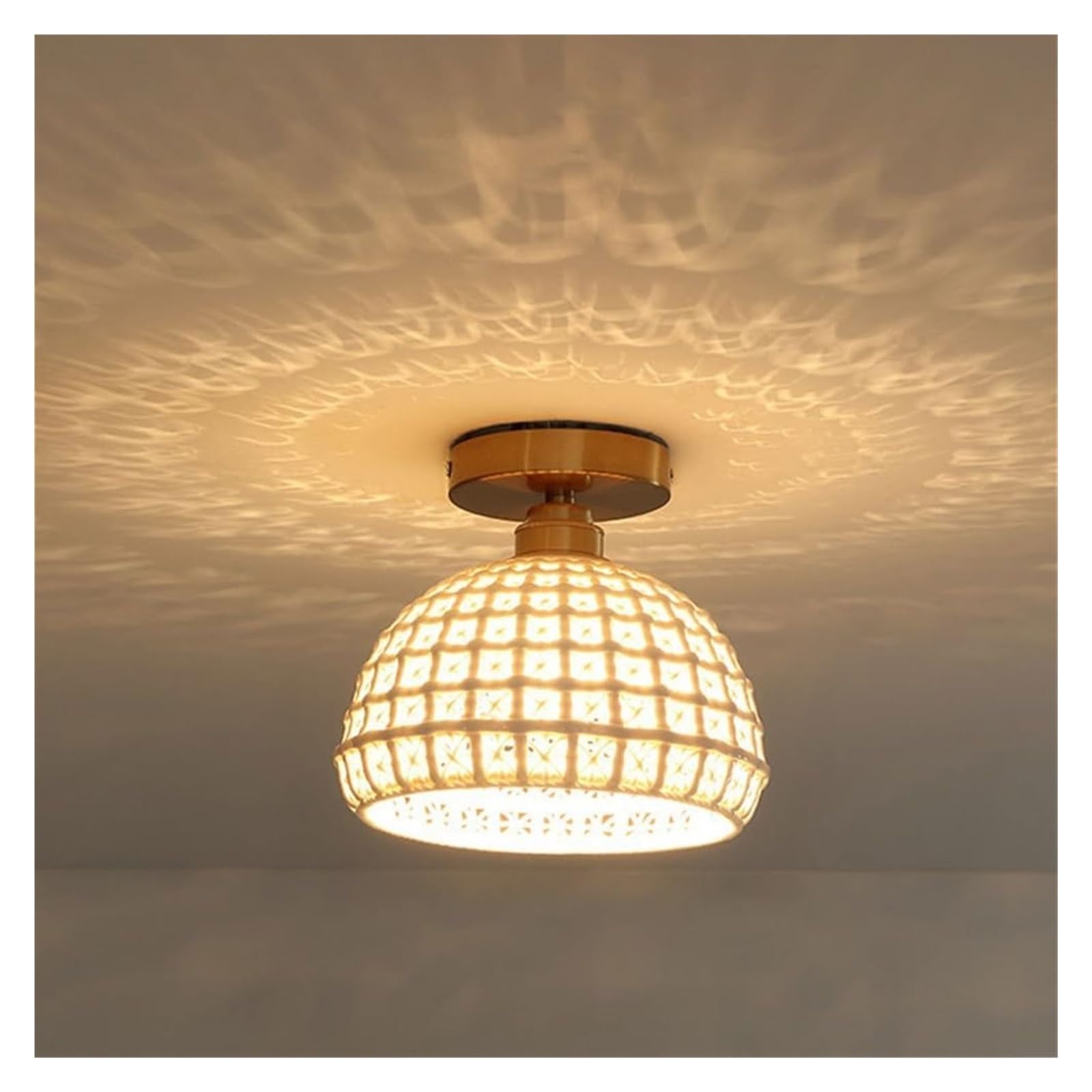Suspension rétro style ferme luminaire de plafond vintage abat-jour céramique blanche