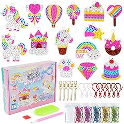 Victse DIY 5D Kits de Pintura de Diamantes para Niños, Stickers, Mosaicos Dibujo, Pegatinas para Niños (Unicornios)