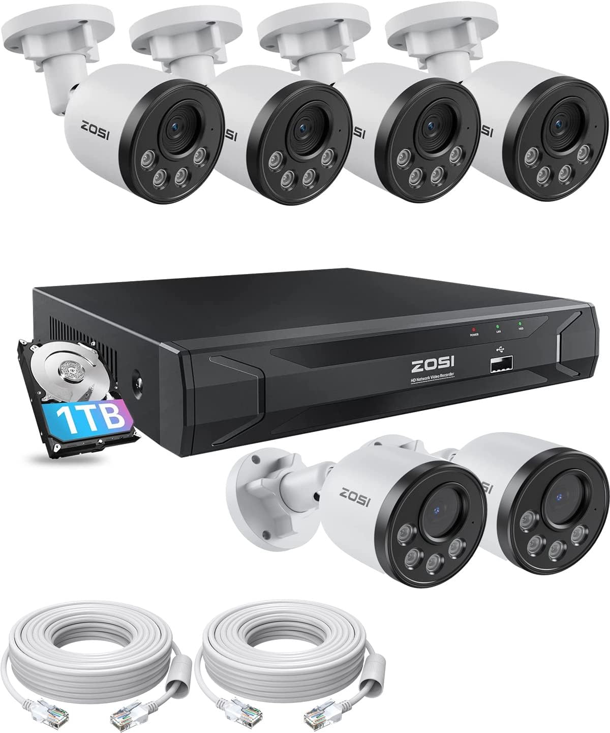 ZOSI 5MP 8CH PoE Home Security Camera System with Audio