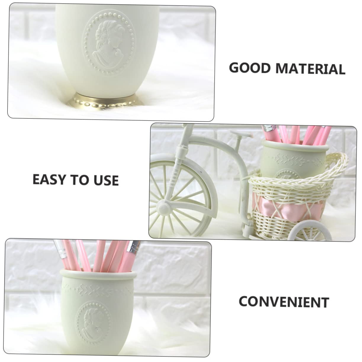 STOBOK 3pezzi Porta Pennelli Per Trucco Dorato Organizer Per Make-up e Accessori Design Elegante Per Ufficio Casa e Scuola Contenitore Multifunzionale Per Cosmetici e Articoli Vari Per