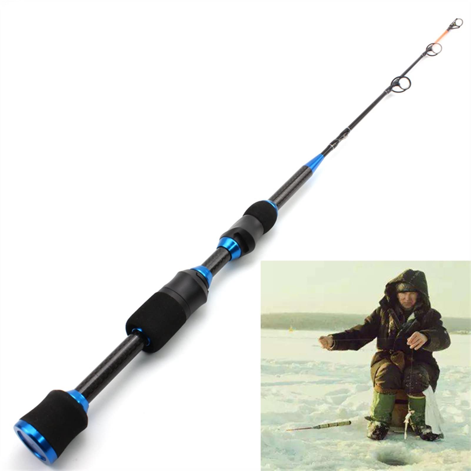 Teleskop-Angelruten-Combos, tragbare Angelrute, Winter auf Eis-Angelrute, 65 cm, 75 g, Carbon, schwer, ultrakurze Spinnrute, Reise-Angelausrüstung, tragbare Angelruten, Outdoor-Angelruten